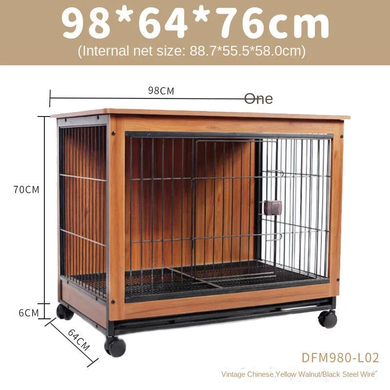 Wooden Indoor Pet Crate with Toilet, Medium Shiba Inu Dog Pen, Baby Playpen