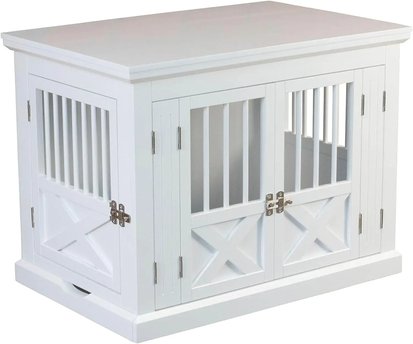 Triple Door Pet Crate for Medium Dog Wooden Dog Kennel Dog Cage White