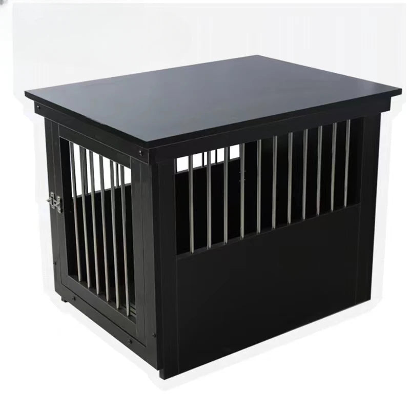 crate serves as a nightstand, table, and pet house